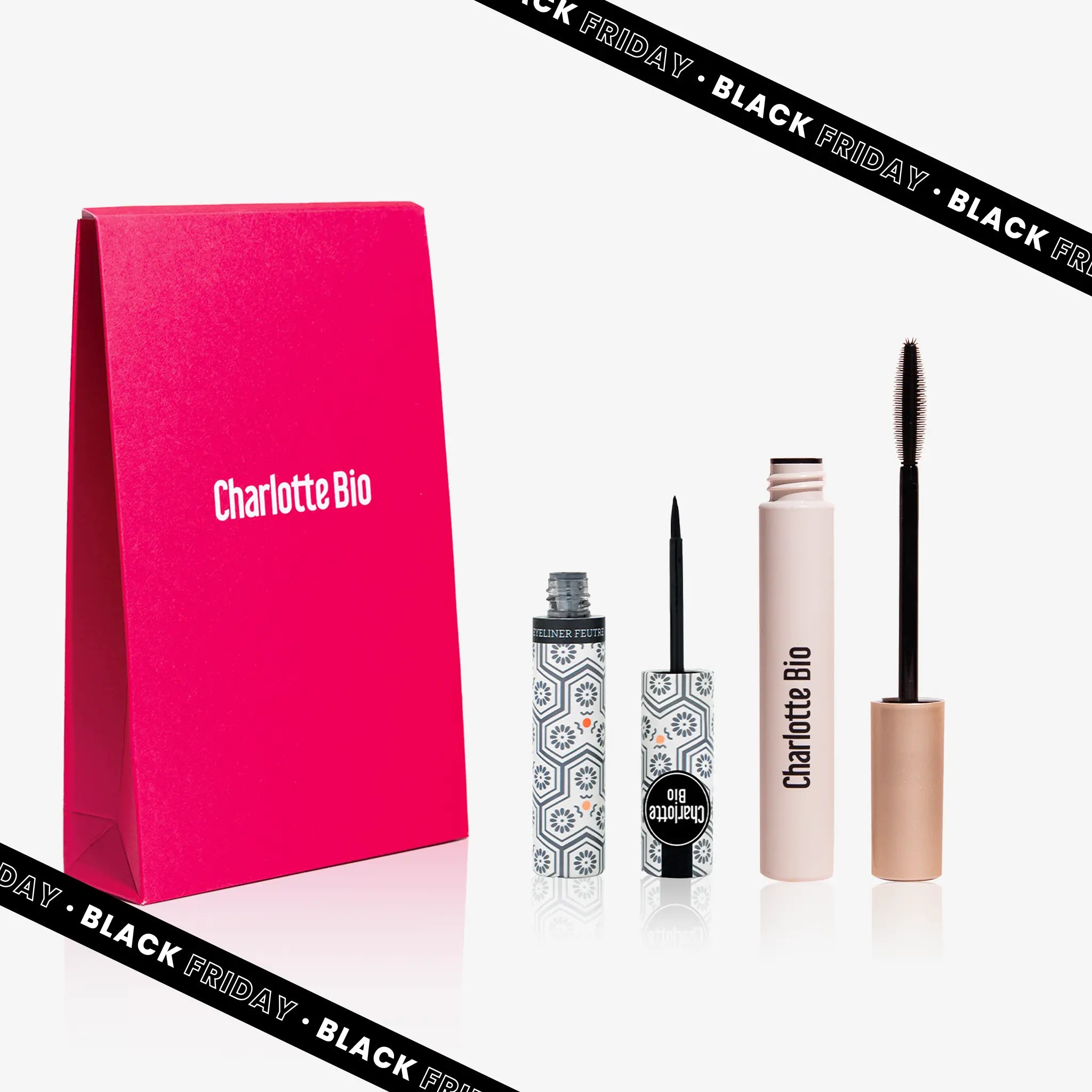 Schwarzer Eyeliner und Mascara-Duo