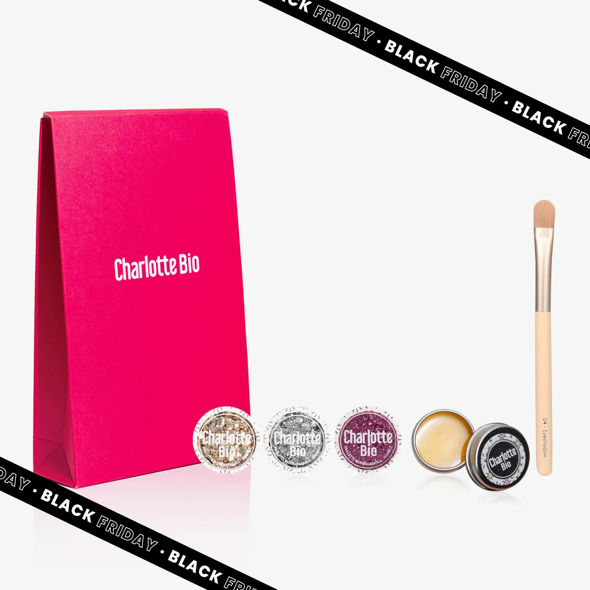 Face Glitter Kit｜Gold, Silber, Fushia + Brush + Balm