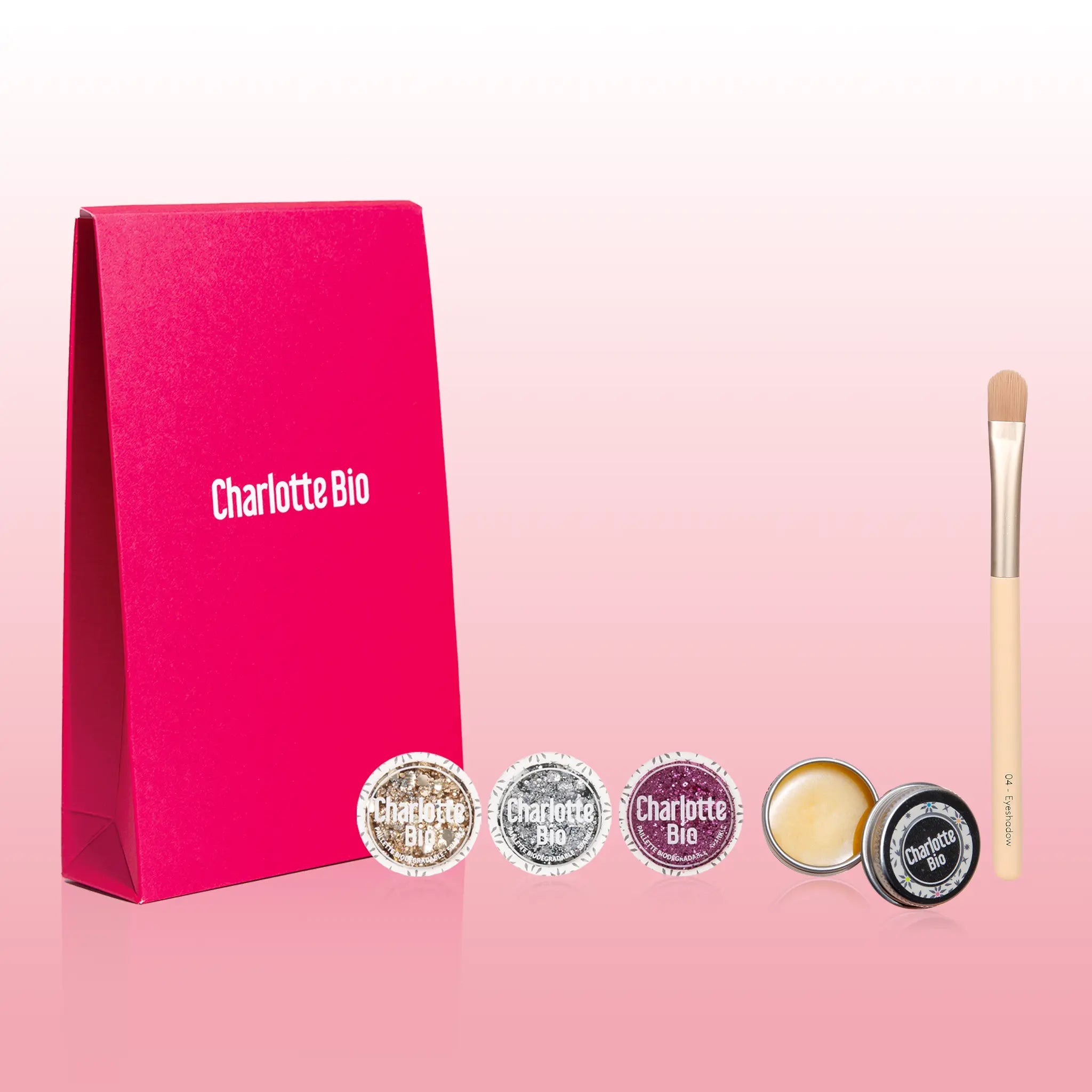 3701399703981 - Glitter Kit Gesicht｜Gold, Silber, Fushia + Pinsel + Balsam - Charlotte Bio